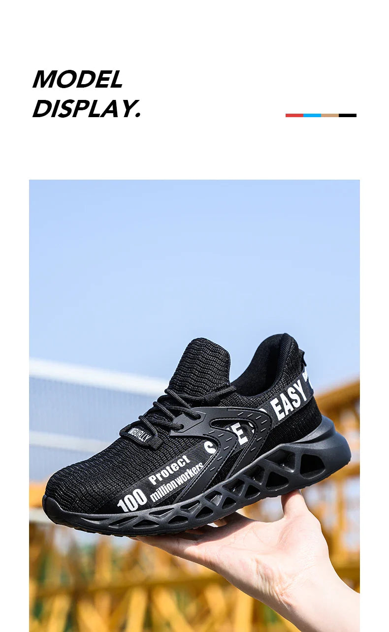 Work Safety Shoes For Men Lightweight Protective Work Sneakers Lightweight Men Shoes Breathable Shoes Anti-Puncture Work Shoe