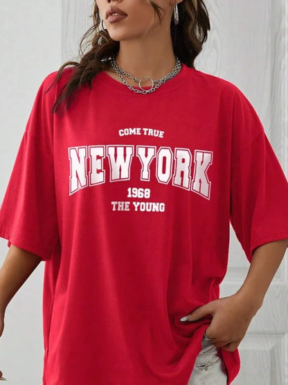 Quando 1968 A Nova Iorque É Jovem Camisetas Femininas De Algodão Oversize Camisetas Diárias Criatividade Roupa Casual Individual De Rua
