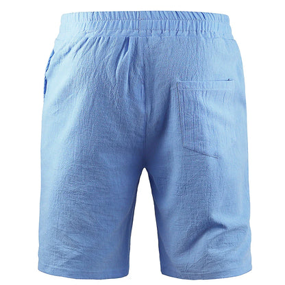 New Men's Cotton Linen Shorts Pants Male Summer Breathable Solid Color Linen Trousers Fitness Streetwear S-3XL