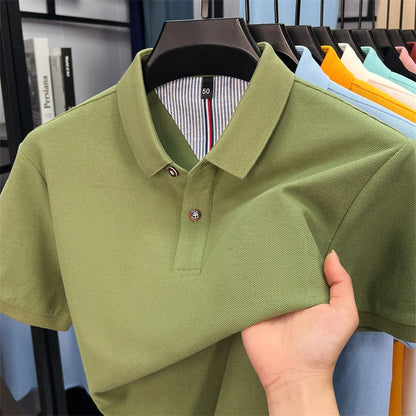 100% cotton short sleeve polo shirt comfortable lightweight high-end brand fashionable simple summer men's casual lapel T-shirt