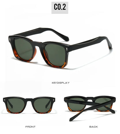 Retro Rivets Square Sunglasses Women Fashion Gradient Shades UV400 Men Green Black Sun Glasses