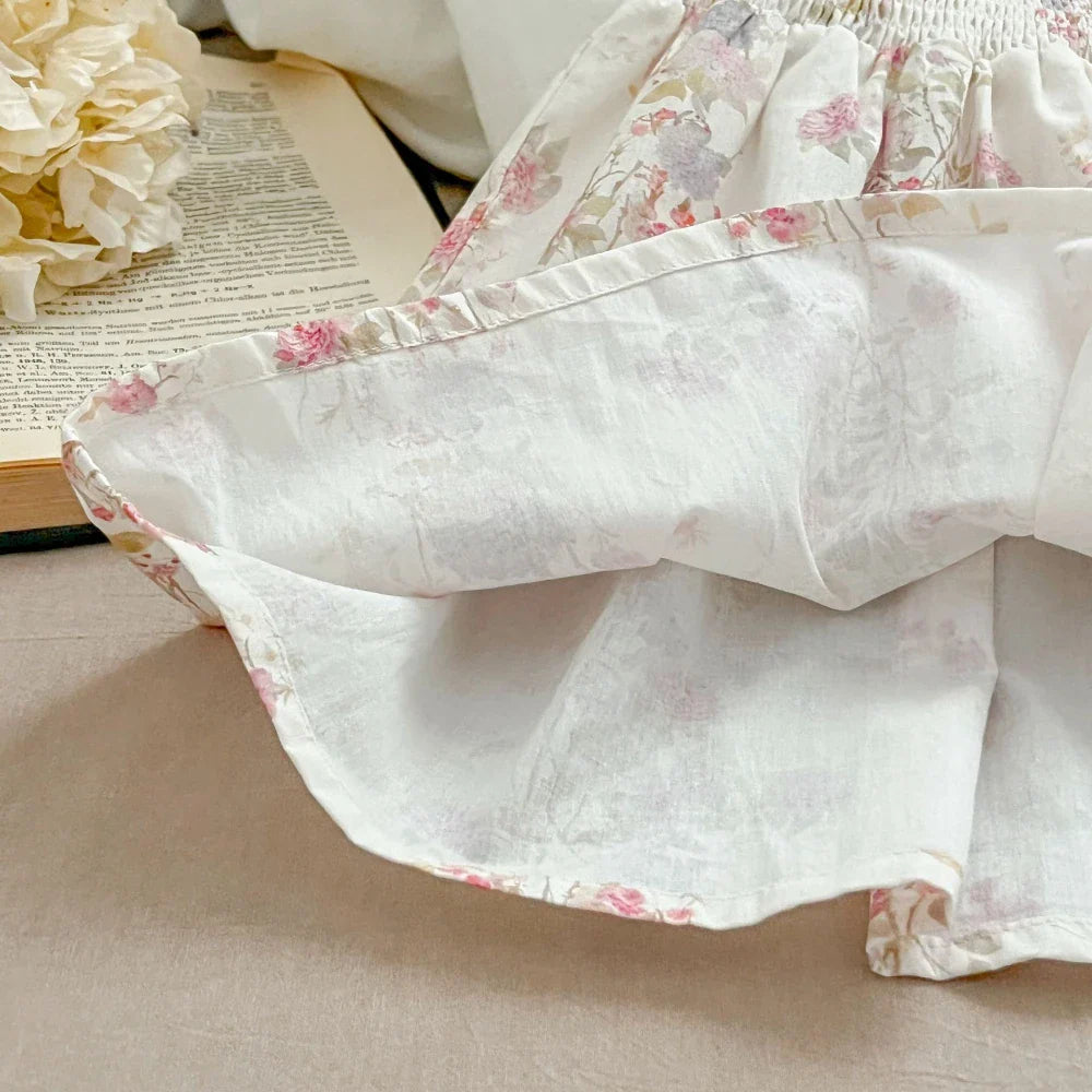 Sweet Princess Dress European and American Style Summer New Flower Printed Children's Clothing Girls Dresses