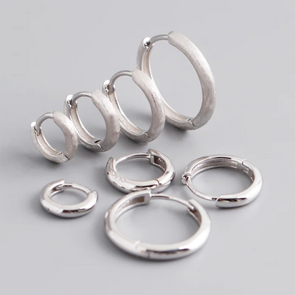 925 Sterling Silver Simple Matte Bohemian Round Ear Buckle for Women Punk Unisex Rock Hoop Earring Jewelry Accessories