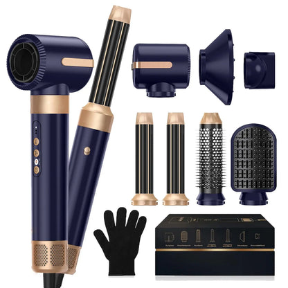 7 In 1 Hair Dryer Brush Brushless High Speed Hair Dryer with Diffuser Ionic Blow Dryer Hot Air Styling Comb Auto Hair Curler