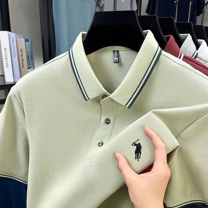 Fashion brand 100% cotton summer new item men's original pony embroidered polo shirt comfortable and breathable short sleeve top