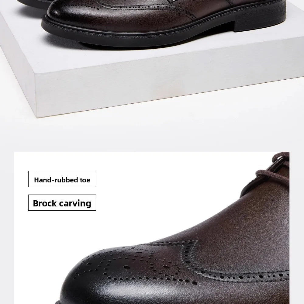 Golden Camel Men's Derby Shoes 2026 Business Casual Soft Sole Leather Shoes Brand Design Soft Soles Non-slip Velvet Warm Loafers