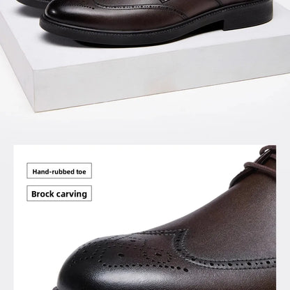 Golden Camel Men's Derby Shoes 2026 Business Casual Soft Sole Leather Shoes Brand Design Soft Soles Non-slip Velvet Warm Loafers