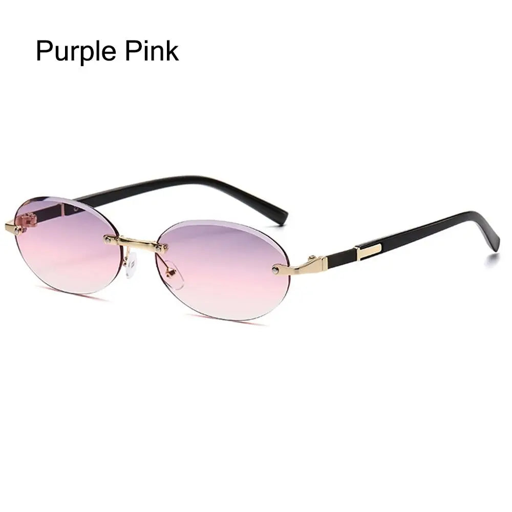 Rimless Rectangle Sunglasses Fashion Y2K Frameless Sun Glasses Shades for Women & Men