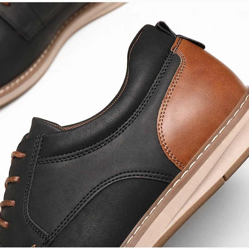 Shoes For Men Spring/Summer Pu Leather Breathable Casual Shoes Lace up Office Style Business Men's Sneaker