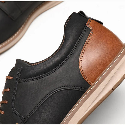 Shoes For Men Spring/Summer Pu Leather Breathable Casual Shoes Lace up Office Style Business Men's Sneaker