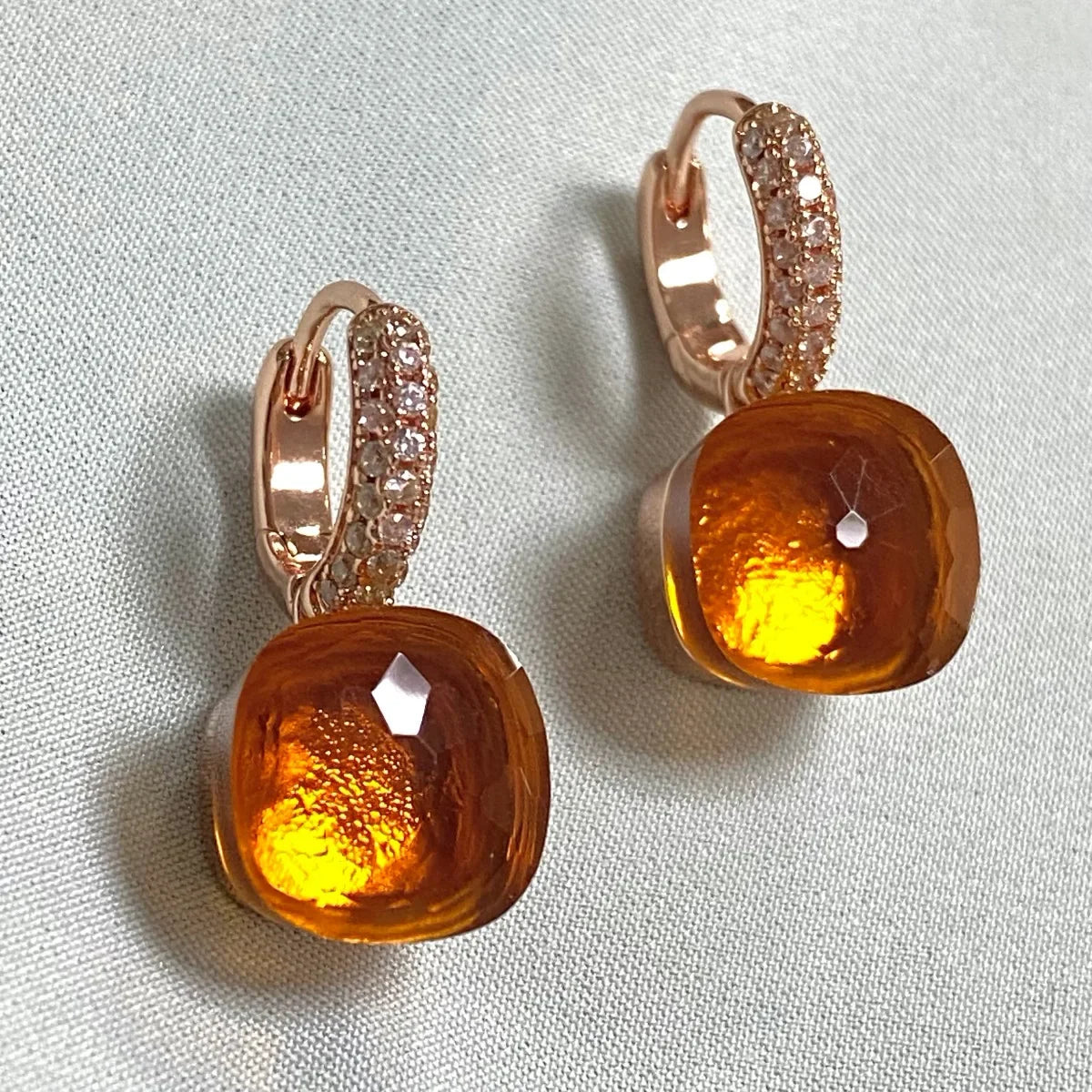 Classic Candy Color Earrings Inlay Transparent Zircon 27Colors Crystal Earrings Rose Gold Plated Fashion Jewelry For Women