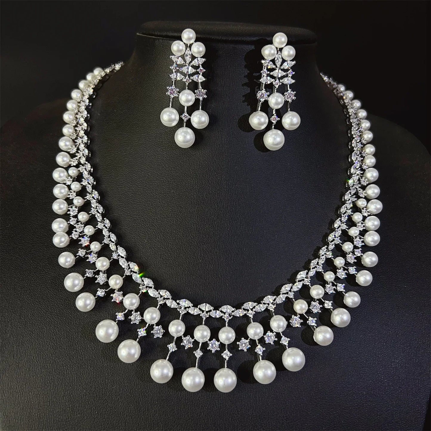 Pop Hot Stereo Jewelry Oil Painting Necklace Earrings Premium Multi-Color 2-Piece Wedding Travel Women's Holiday Gift M-1000