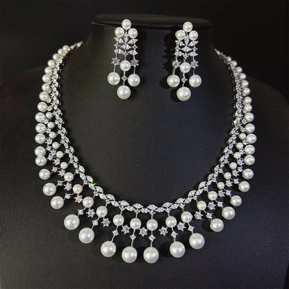 Pop Hot Stereo Jewelry Oil Painting Necklace Earrings Premium Multi-Color 2-Piece Wedding Travel Women's Holiday Gift M-1000
