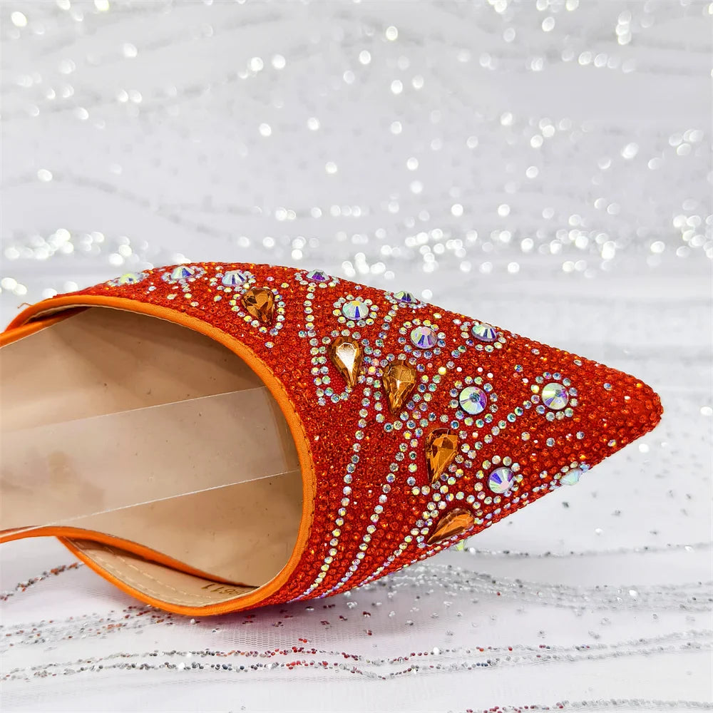 Elegant Italian Design Pointy Heels with Rhinestone-Embellished Laurel Shape - Comfortable & Durable for Every Occasion