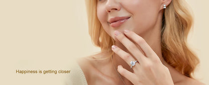 Oval Cut Full Moissanite Engagement Ring for Women  S925 Silver1/2/3/4Carat Hidden Halo Diamond Wedding Rings with Certificates