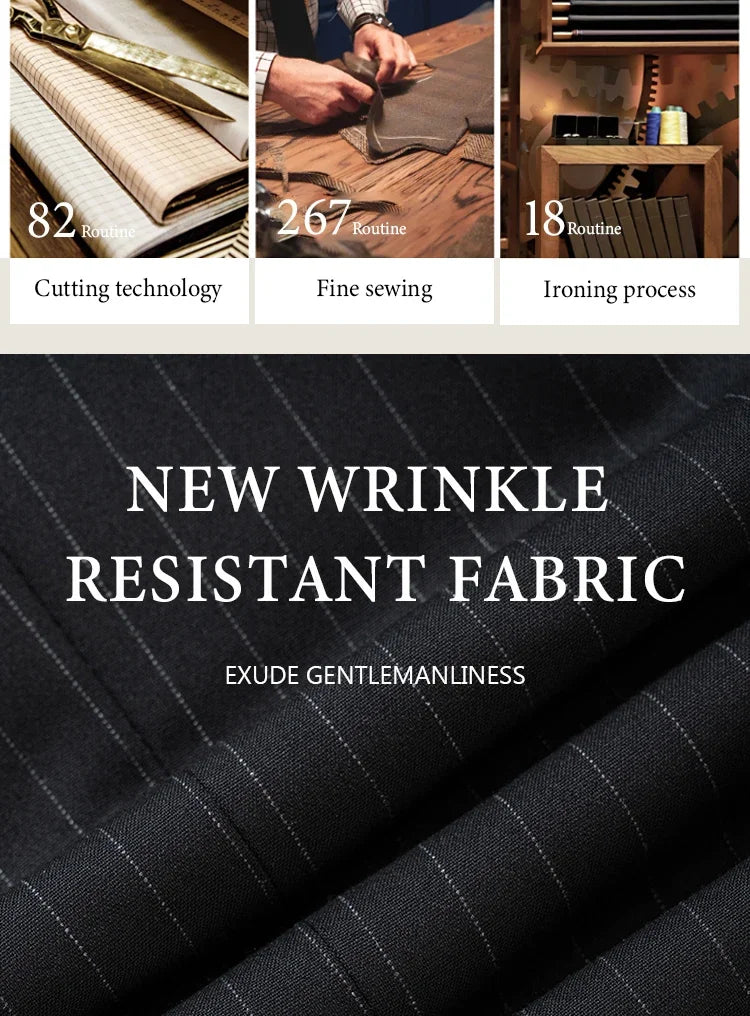 High-quality striped suits for men slim fit luxurious and elegant men's business suit 3-piece set party full men's suit