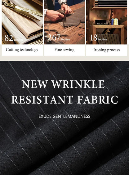 High-quality striped suits for men slim fit luxurious and elegant men's business suit 3-piece set party full men's suit