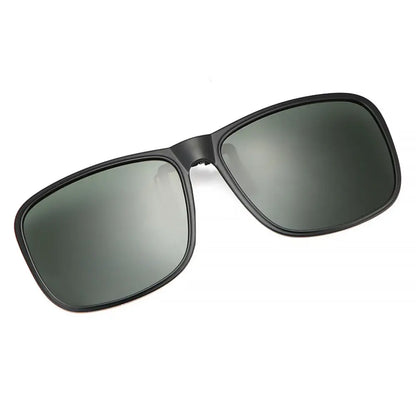 Clip Polarized Sunglasses Square Men Clip On Glasses Flip-up Frames Sunglasses Covers Blue Night Vision Color Lens 2025