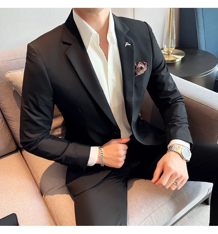 Terno Masculino Casual de Escritório Noivo Casamento Blazer Calça Social