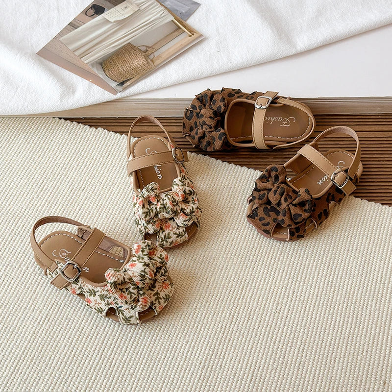 Summer Baby Girls Sandals Children Floral Bow Princess Shoes Soft Non Slip Toddler Kids Beach Shoes Comfortable Infant Sandals