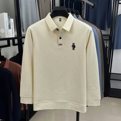 luxury brand men's new high quality long sleeves Polo shirt lapel embroidery jacquard T-shirt business fashion leisure Mens wear
