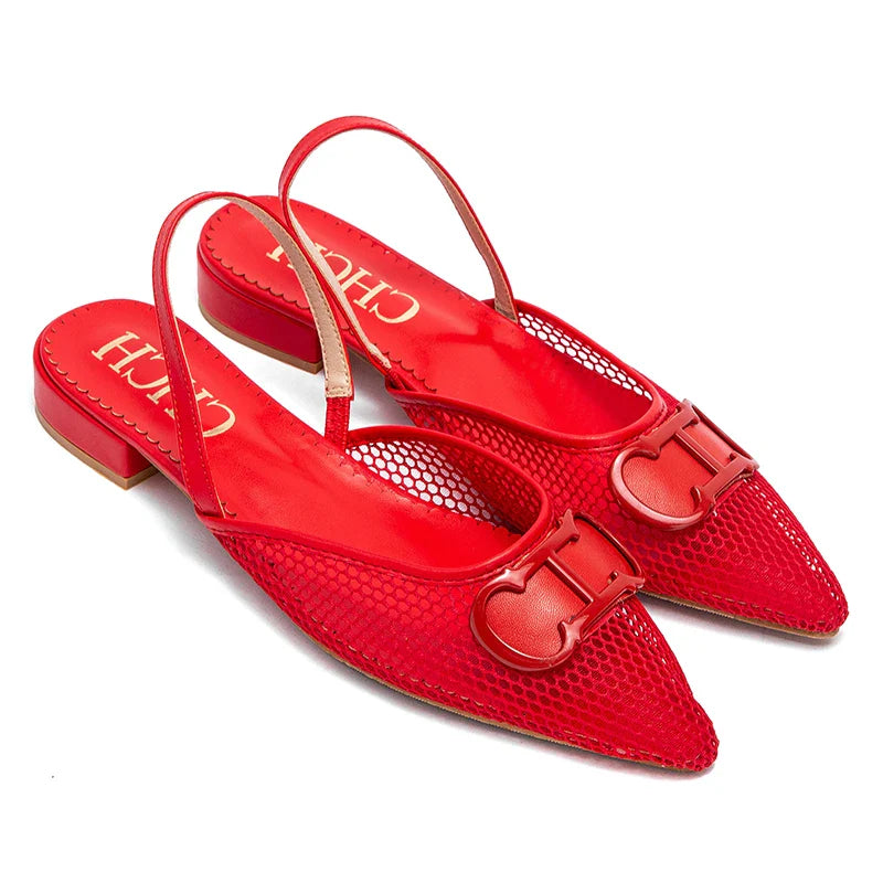 Women's Flat Shoes 2024 New Mesh Hollow Sandals Black Women's Shoes