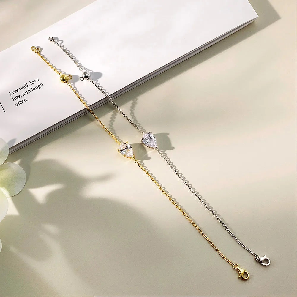 2CT Water Drop Moissanite Bracelet Can Pass Diamond Test 100% S925 Silver Plated 18K Gold Adjustable chain for Women