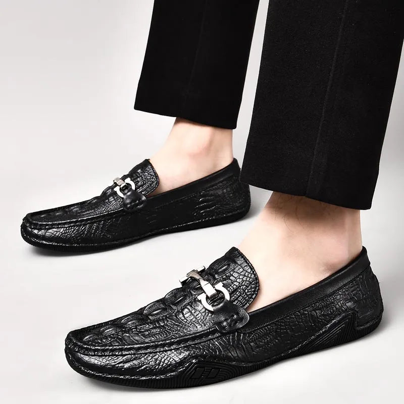 Blue Slip On Loafers Genuine Leather Casual Shoes Men Luxury Brand Designer Men's Moccasins Mocassin Homme Sales Discount