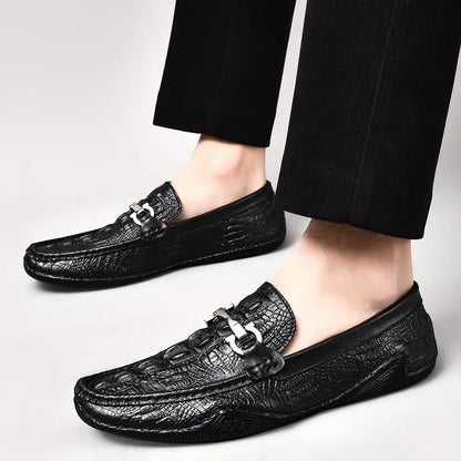 Blue Slip On Loafers Genuine Leather Casual Shoes Men Luxury Brand Designer Men's Moccasins Mocassin Homme Sales Discount