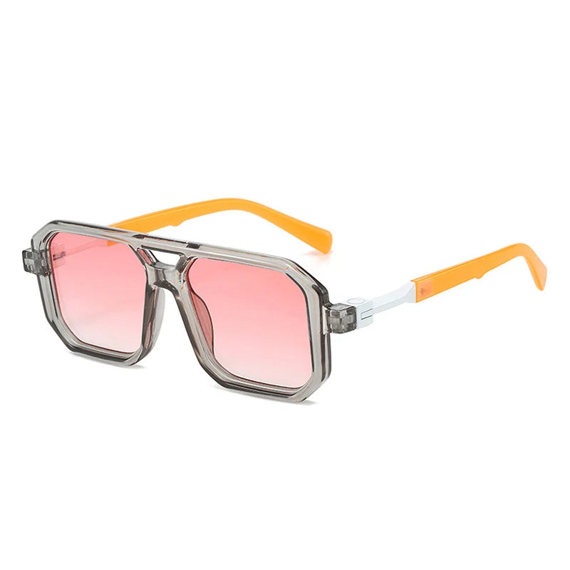 New Double Bridges Square Sunglasses Women Fashion Gradient Shades UV400 Retro Polygon Men Sun Glasses