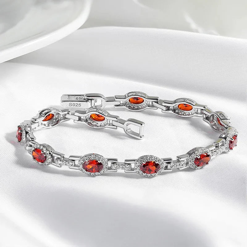 Oval Cut Zircon/moissanite Full Diamond Bracelets for Women Luxury Jewelry Bride Sparkling Bangles S925 Sterling Silver