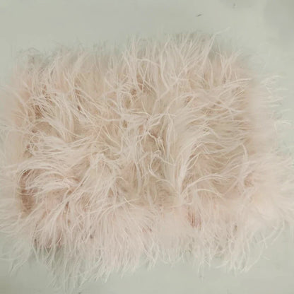 True ostrich feather Multicolor Mini Skirt Elastic Waist  Sexy Clothing Club Party Dance Rave Short Skirt Note select 3 colors