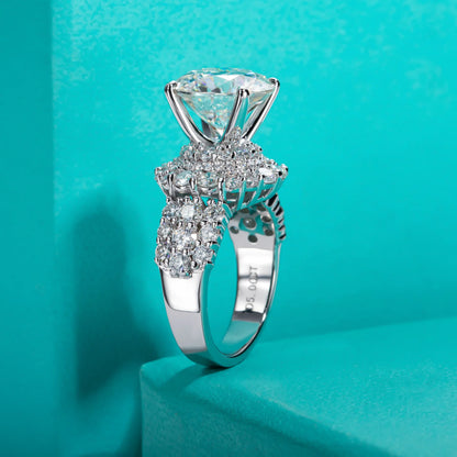 4.92cttw D Color Moissanite Halo Engagement Ring 18K Gold Plated Luxury Wedding Band Rings For Women Jewelry Wholesale