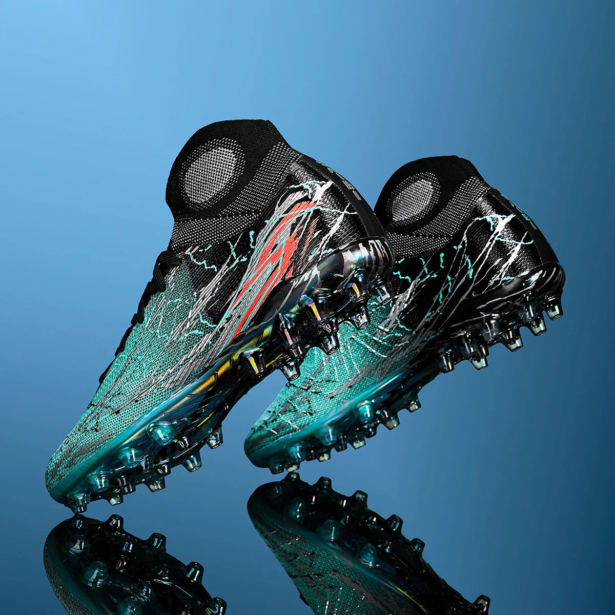Breathable high top electroplated bottom soccer bootsFG long nails provide super strong grip and durability