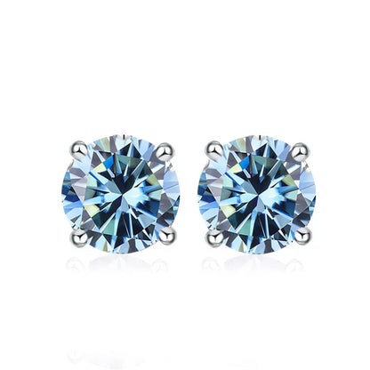 0.5ct 1ct 2ct Moissanite Stud Earrings for Women 925 Sterling Silver Pink Black Blue Grey Sparkling Lab Diamond Earring