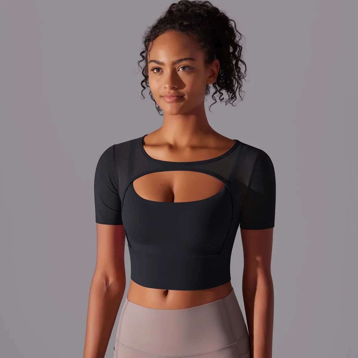 Women's Mesh Yoga Shirt Sexy Short Sleeve T-Shirt Sport Top Blouse Cover Up Quick Dry Gym Clothes Running Fitness Tank Sportwear