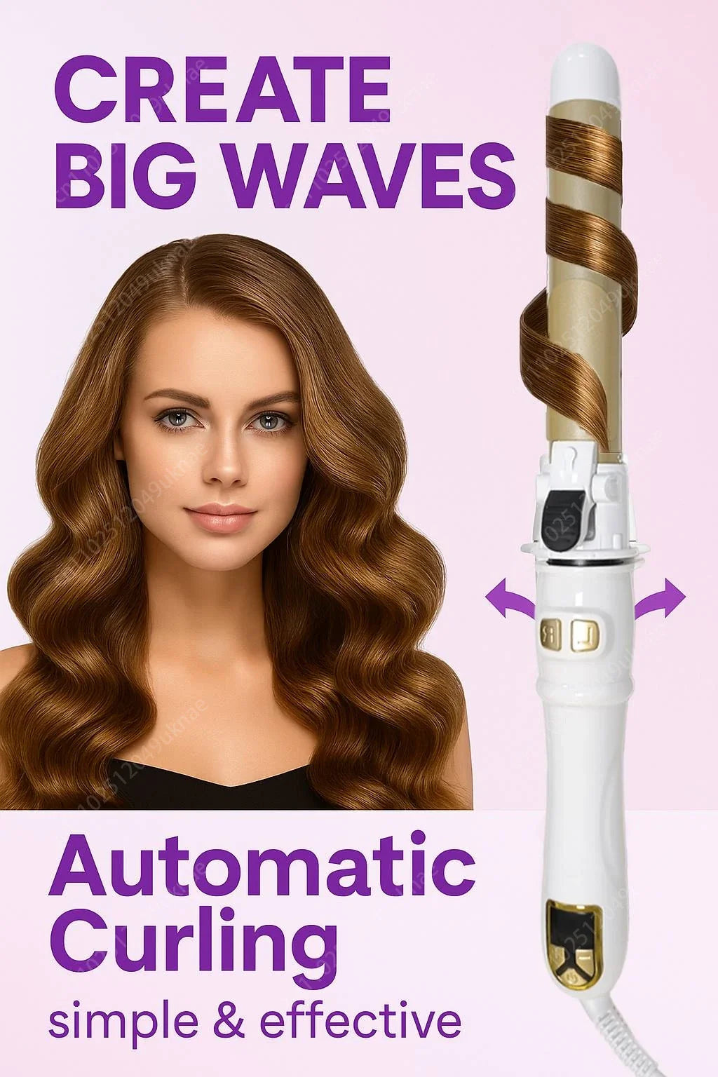 Automatic Hair Curling Iron 28mm Ceramic Barrel Rotating Curler for Big Waves and Smooth Damage Free Hair Styling
