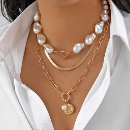 Classic Pendant Necklace for Women Micro Zircon Turkish Lucky Evil Eyes Palm Cross Pearl Multilayer Metal Chain Choker Jewelry