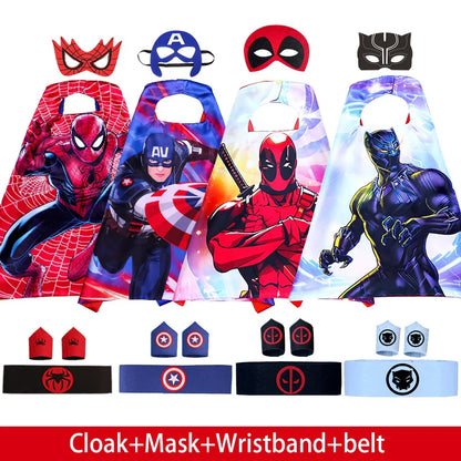 Spiderman Iron Man Children Cloak Cosplay Costume Masquerade Kids Mask Cape Thor Cape Birthday Party Gift
