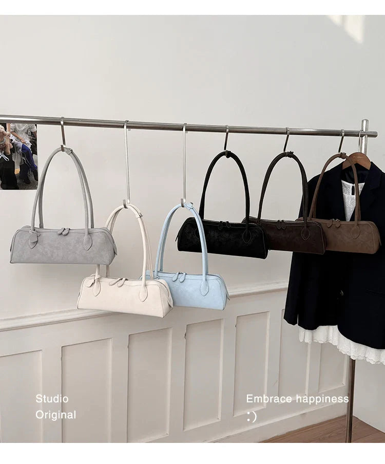 Vintage Suede Long Shoulder Bag 2026 New Women Shoulder Bag Luxury Ladies Handbag Female Commuter Shopping Underarm Bag