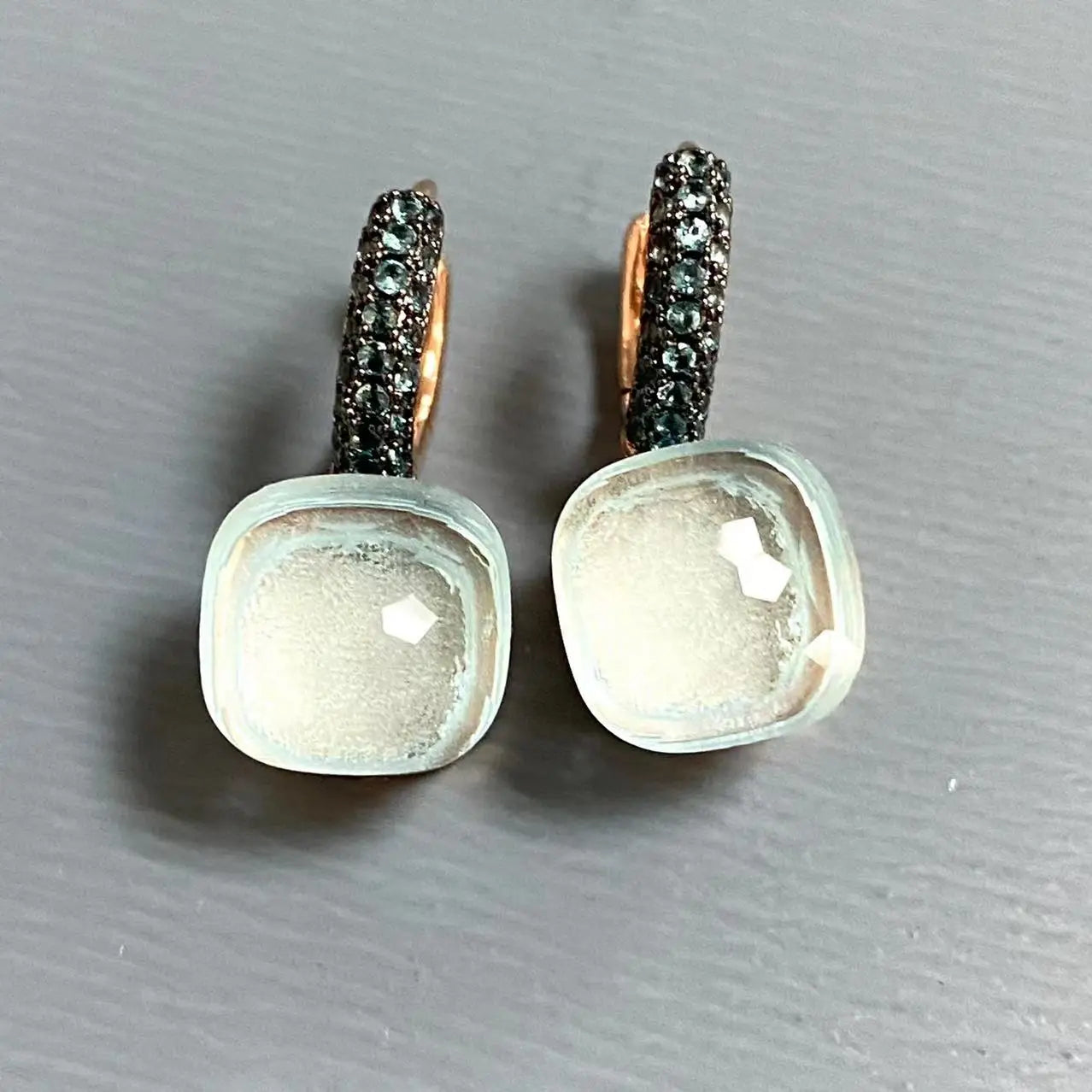 Classic Nudo Earrings Inlay Blue Topaz Zircon With Black Gun Plated Brown Crystal Earrings Fashion Jewelry Gift For Women