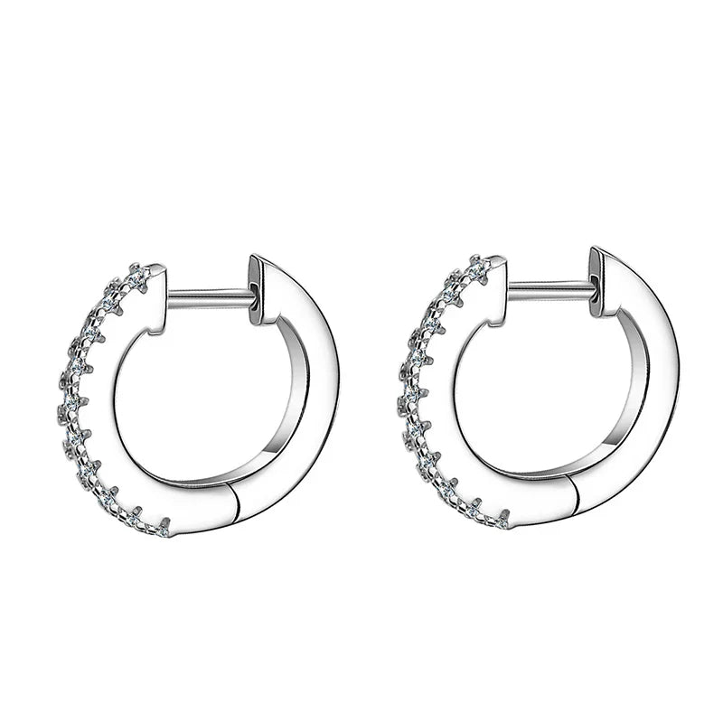 Full Moisanite Earrings D Color Moisanite Lab Diamond 925 Sterling Silver Hoops Earrings Sparking Wedding Fine Jewelry