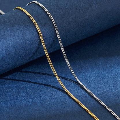 2mm Wide Stainless Steel Link Chain Necklace for Men and Women Silver Color and Gold Color Available Length 14"-30"