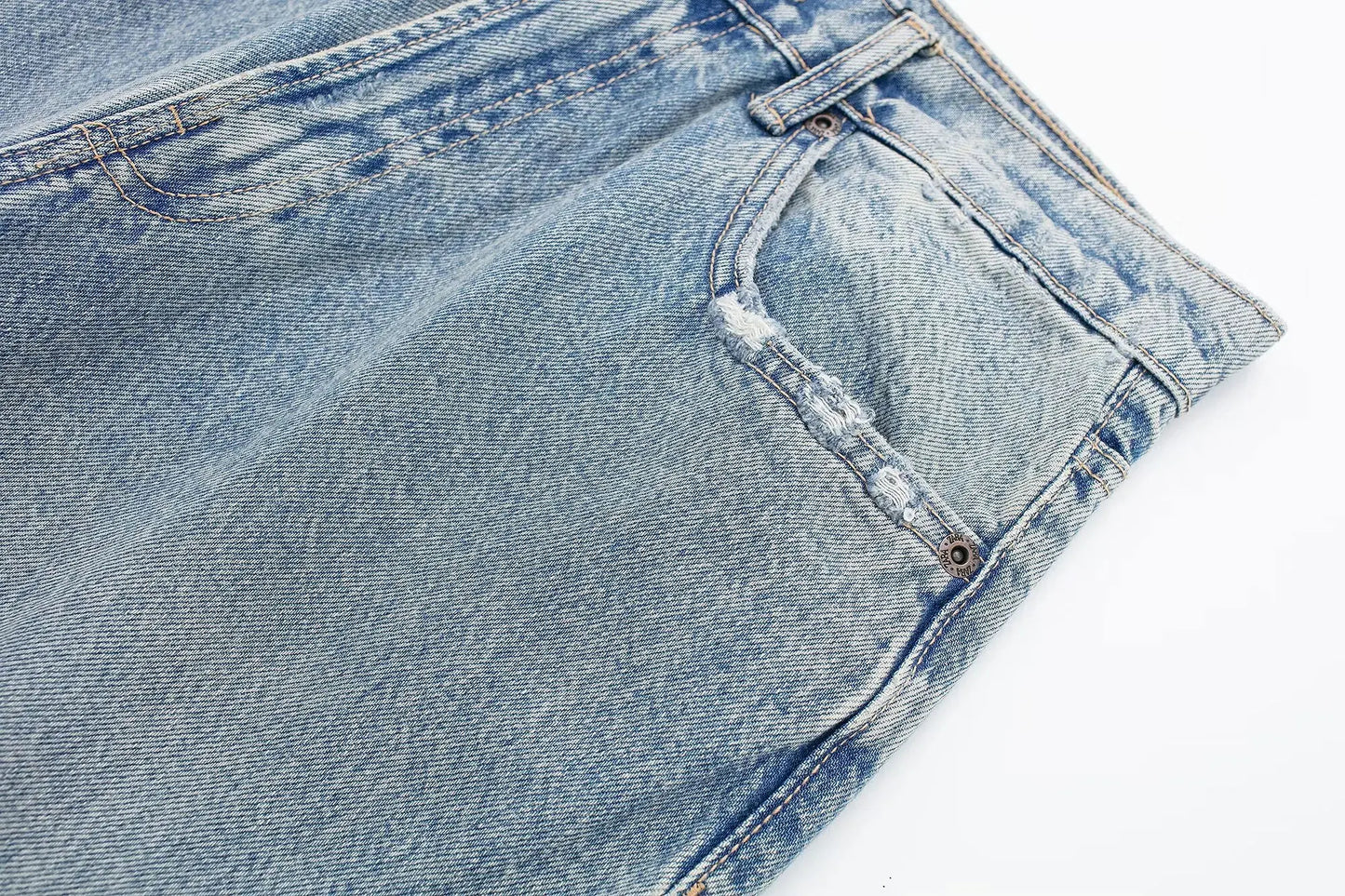 Women's Street Fashion Denim Blue Jeans Distressed Patchwork High Waist Zipper Fly Ripped Retro Long Pants