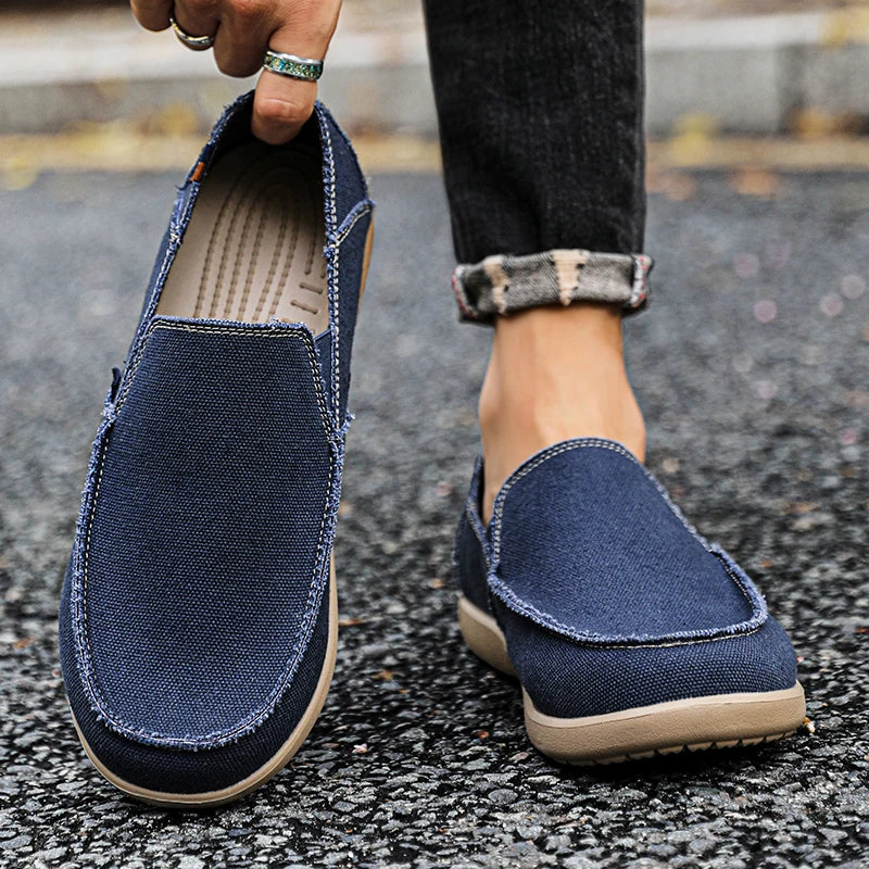 Large Size Canvas Shoes Men's Slip-On Loafers Casual Breathable Independent Station Cross-Border Shoes Adult Low Heel Rubber