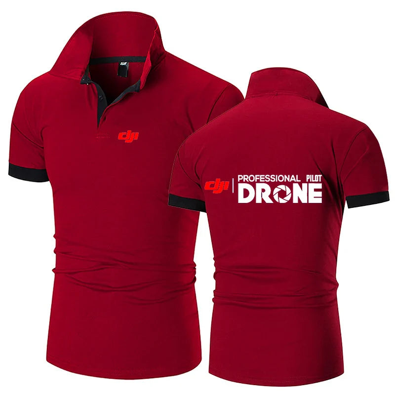 Professional Pilot Drone 2024 Men's New Summer Print Fashion Polo Shirts Comfort Short Sleeves Harajuku Casual Sport Top