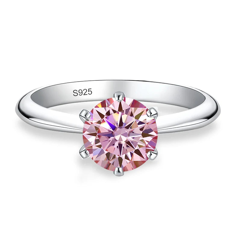 0.5ct 1ct 2ct 3ct Blue Pink Purple Black Moissanite Rings for Women Sterling 925 Silver Wedding Party Band Woman's Ring
