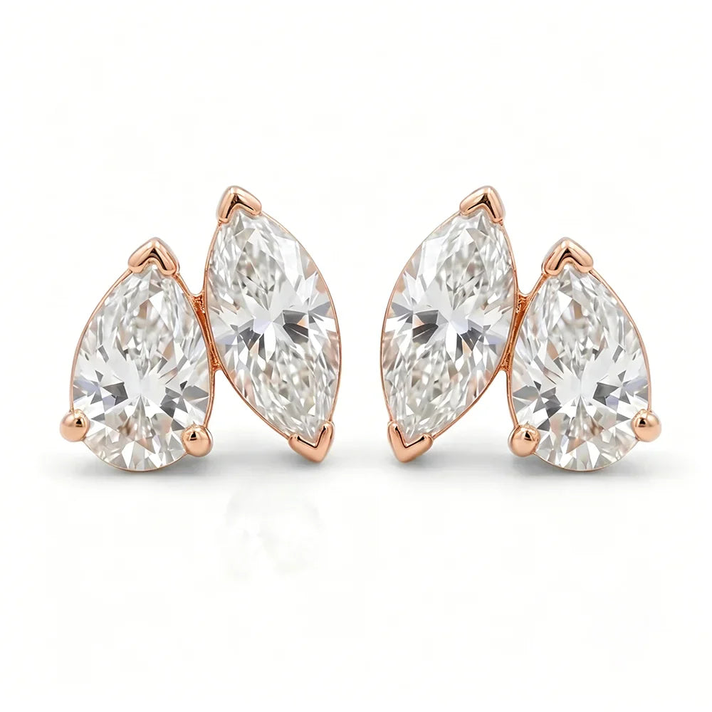 4cttw Marquise&Pear Cut Moissanite Stud Earrings with Certificate 2Diamond Ear Studs for Women Wedding S925 Silver Fine Jewelry