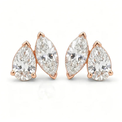 4cttw Marquise&Pear Cut Moissanite Stud Earrings with Certificate 2Diamond Ear Studs for Women Wedding S925 Silver Fine Jewelry