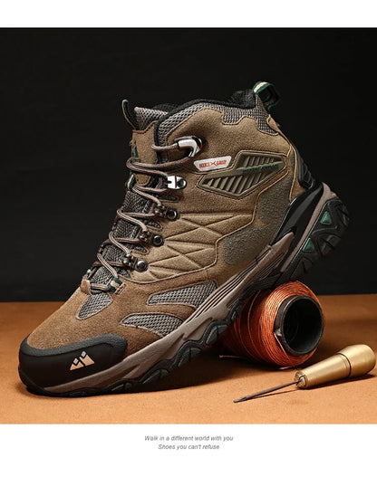 Winter Boot Men Outdoor Hiking Boots Suede High Top Leather Outdoor Trekking Sneakers Mens Mountain Tactical Boots